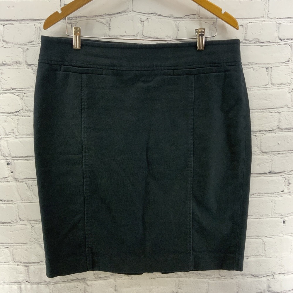 LOFT Pencil Skirt Womens Sz 14 Canvas Black Short Business Casual